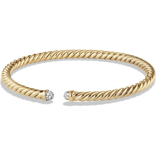 Cablespira Bracelet in 18K Yellow Gold with Pave Diamonds