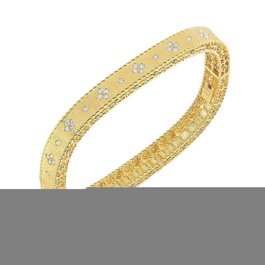 Satin Finish Slim Bangle with Fleur de Lis Diamonds