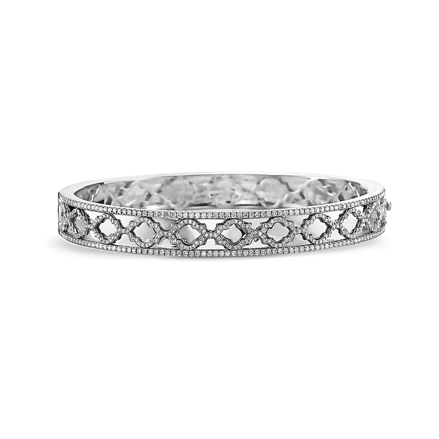 Diamond Faceted Trellis Bangle Bracelet