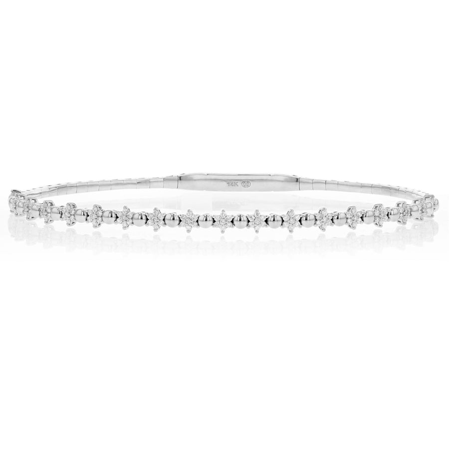 Floral Cluster Diamond Bangle Bracelet