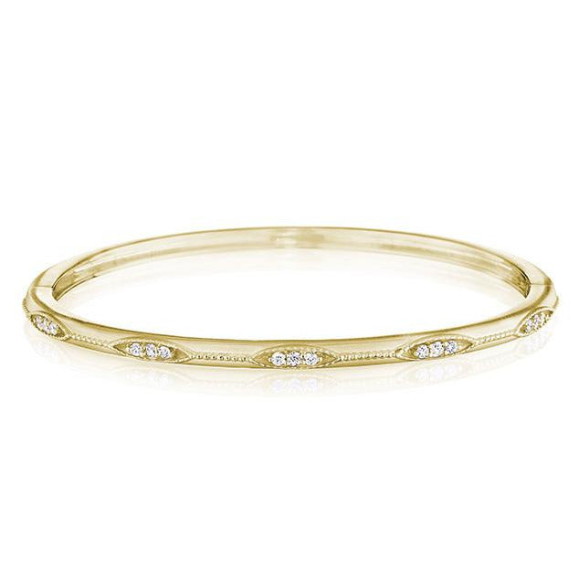 Thin Diamond And Bead Bangle