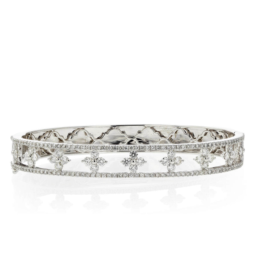 Star Clover Diamond Bangle Bracelet