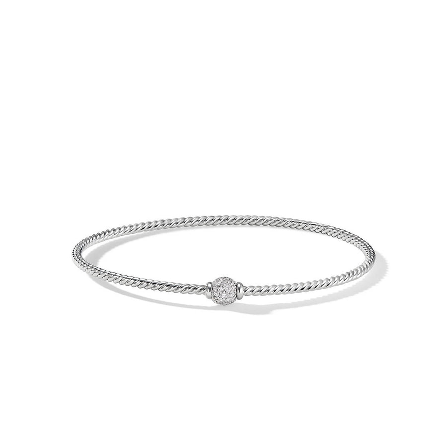 Petite Solari Bead Station Bracelet in 18K White Gold with Pave Diamonds