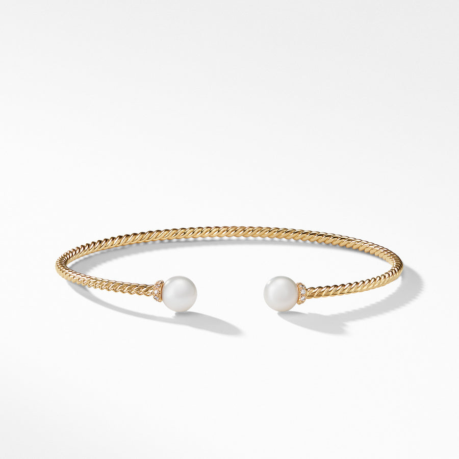 Solari Pearl Bracelet in 18K Yellow Gold with Diamonds