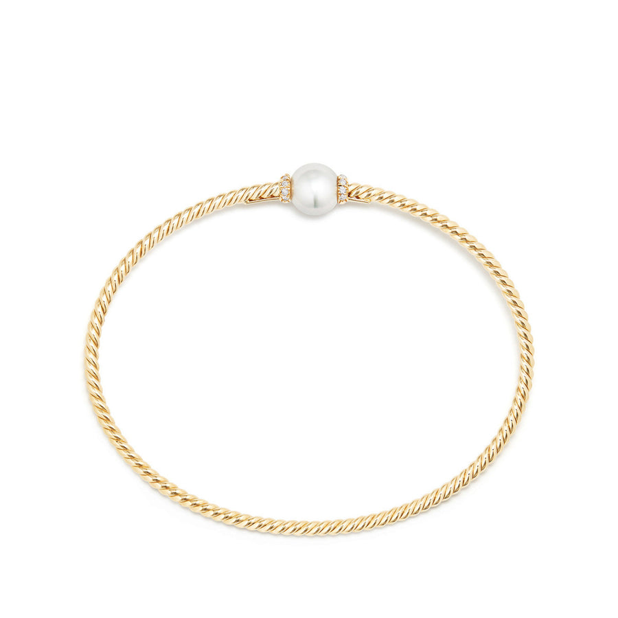Petite Solari Station Bracelet with Cultured Pearl and Diamonds in 18K Gold