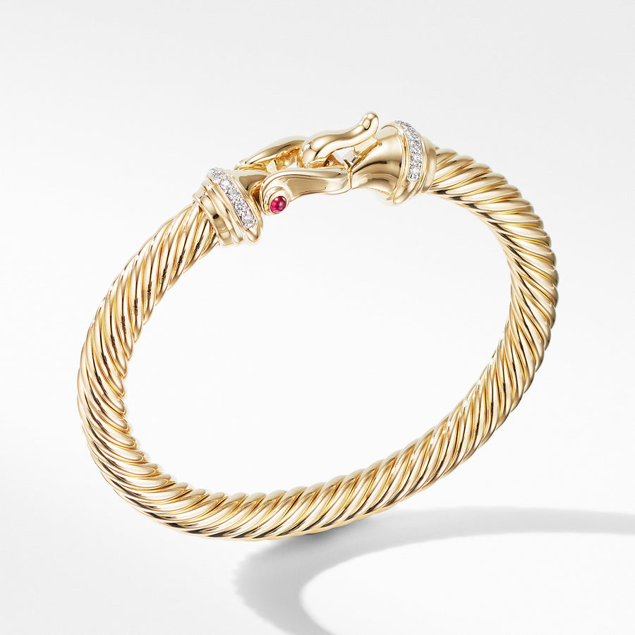 Buckle Bracelet in 18K Yellow Gold with Diamonds and Rubies