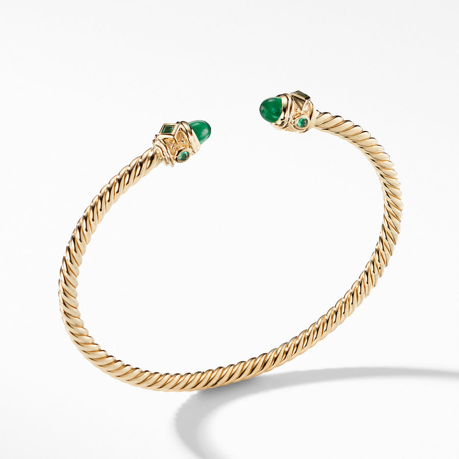Renaissance Bracelet with Emeralds in 18K Gold, 3.5mm