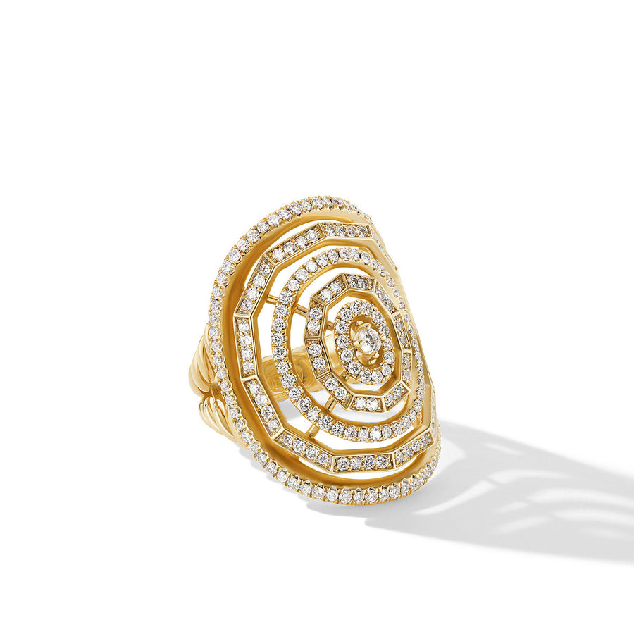Stax Statement Ring in 18K Yellow Gold with Full Pave Diamonds