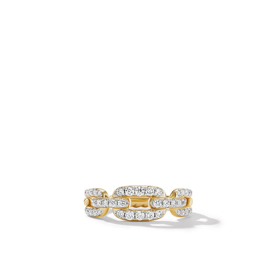 Stax Chain Link Ring in 18K Yellow Gold with Pave Diamonds