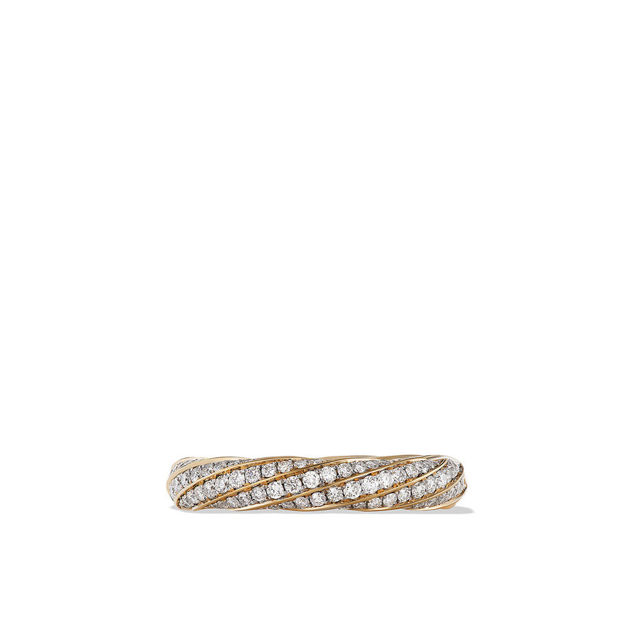 Cable Edge Band Ring in Recycled 18K Yellow Gold with Pave Diamonds