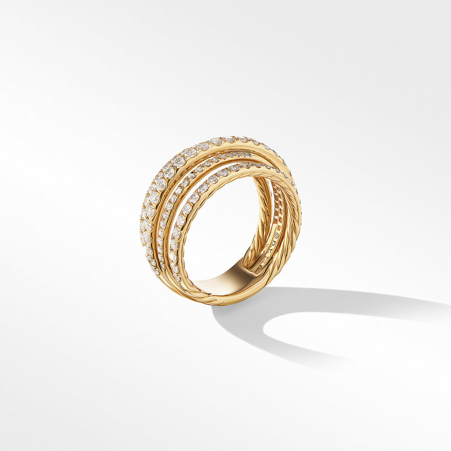 Pave Crossover Ring in 18K Yellow Gold with Diamonds