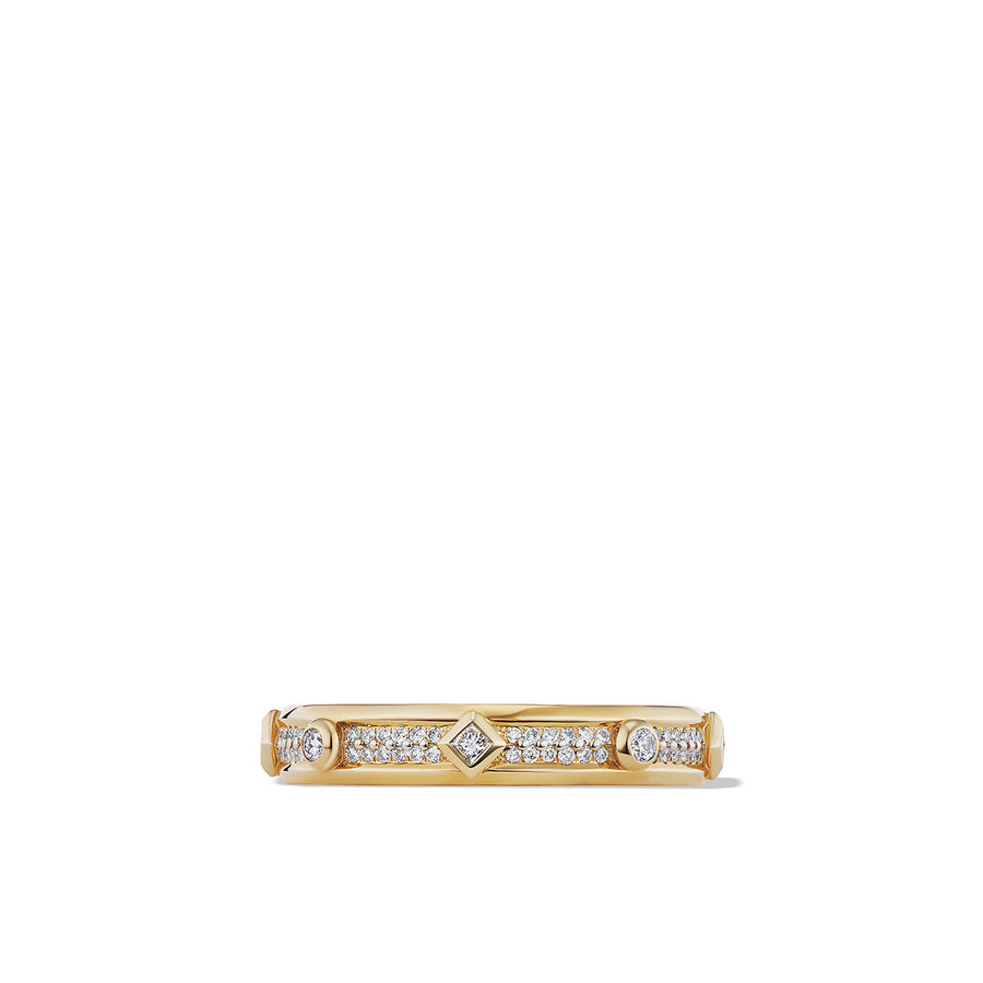 Modern Renaissance Ring in 18K Yellow Gold with Full Pave Diamonds