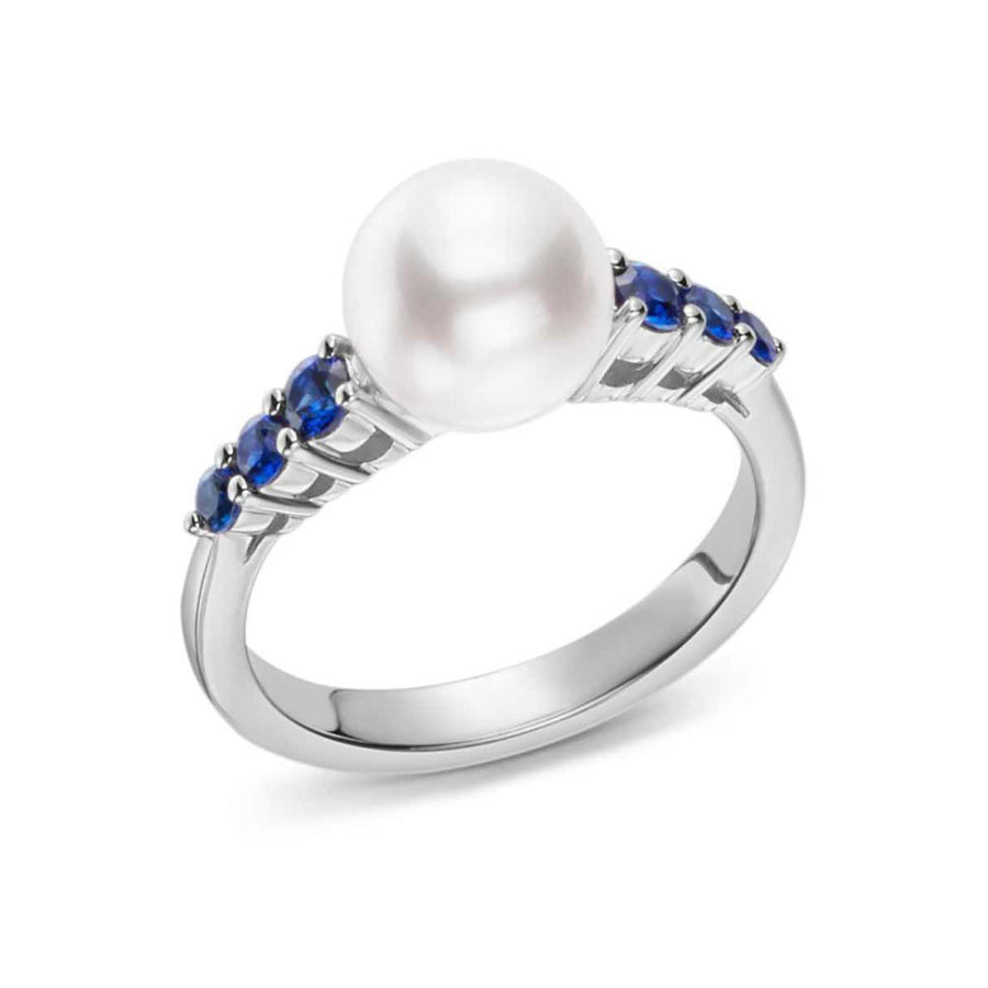 Blue Sapphire and South Sea Pearl Ring