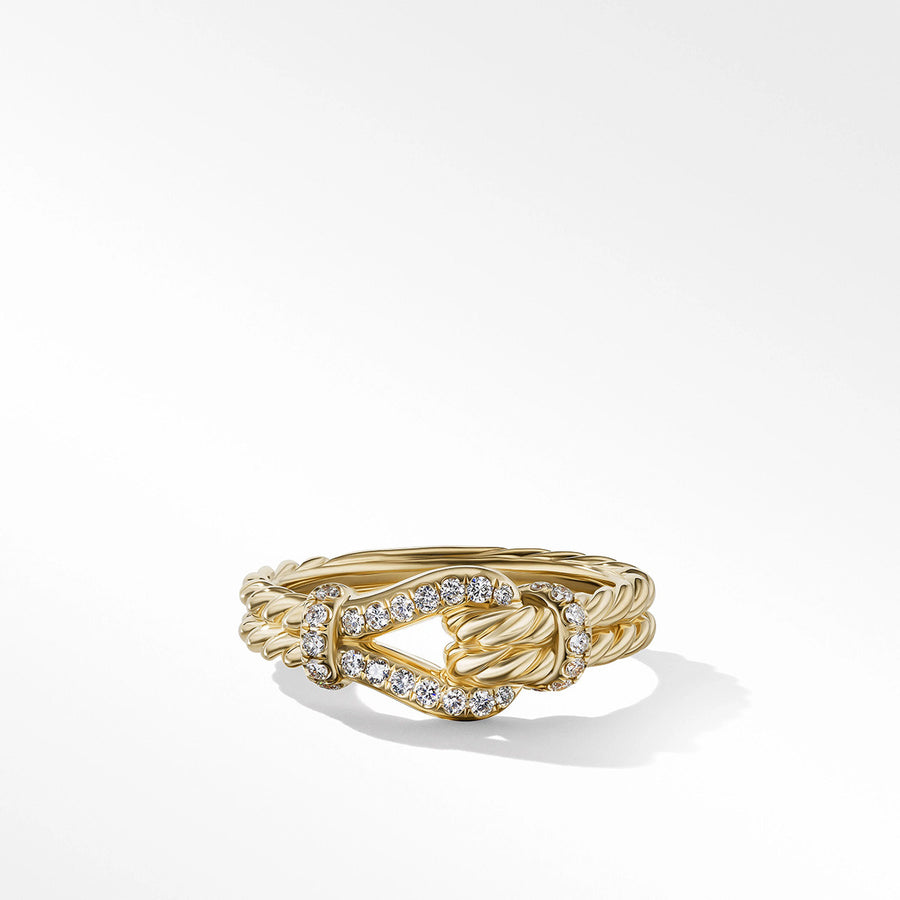 Thoroughbred Loop Ring in 18K Yellow Gold with Pave Diamonds