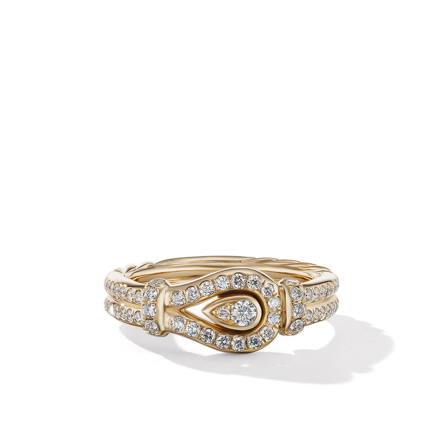 Thoroughbred Loop Ring in 18K Yellow Gold with Full Pave Diamonds