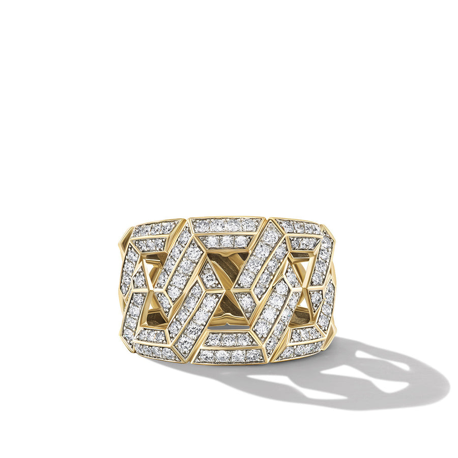 Carlyle Ring in 18K Yellow Gold with Pave Diamonds