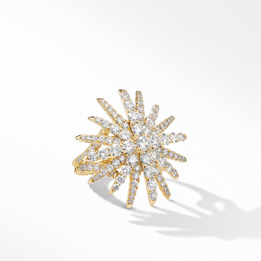 Starburst Ring in 18K Yellow Gold with Pave Diamonds
