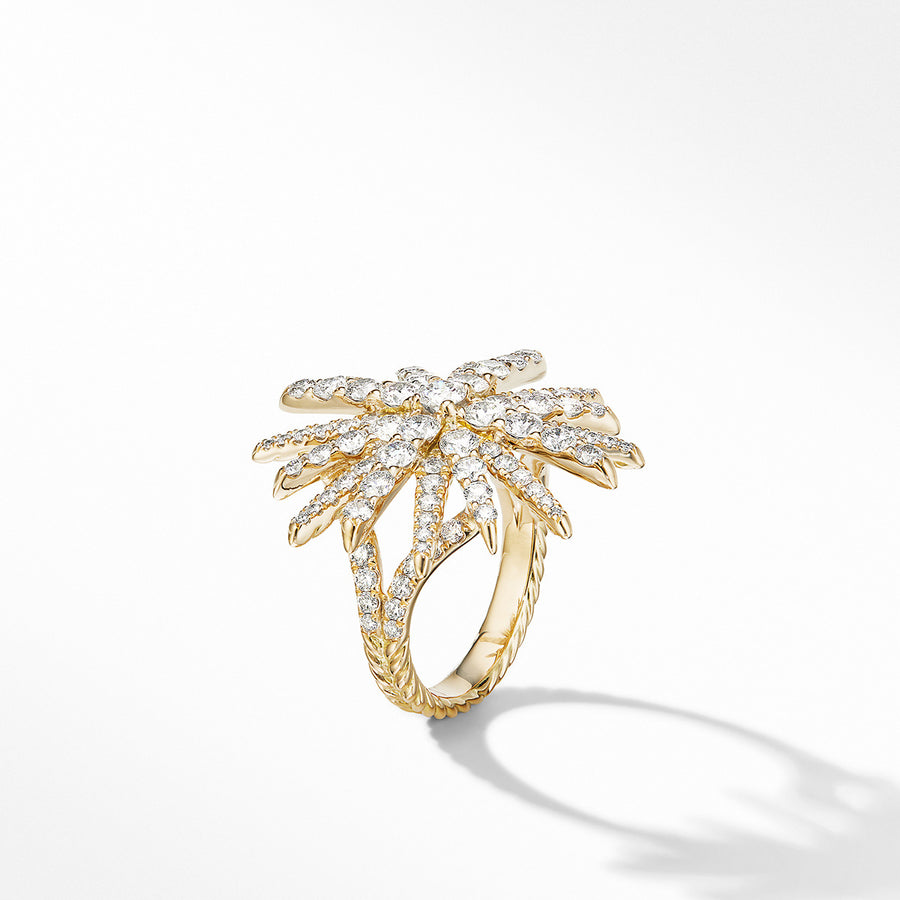 Starburst Ring in 18K Yellow Gold with Pave Diamonds