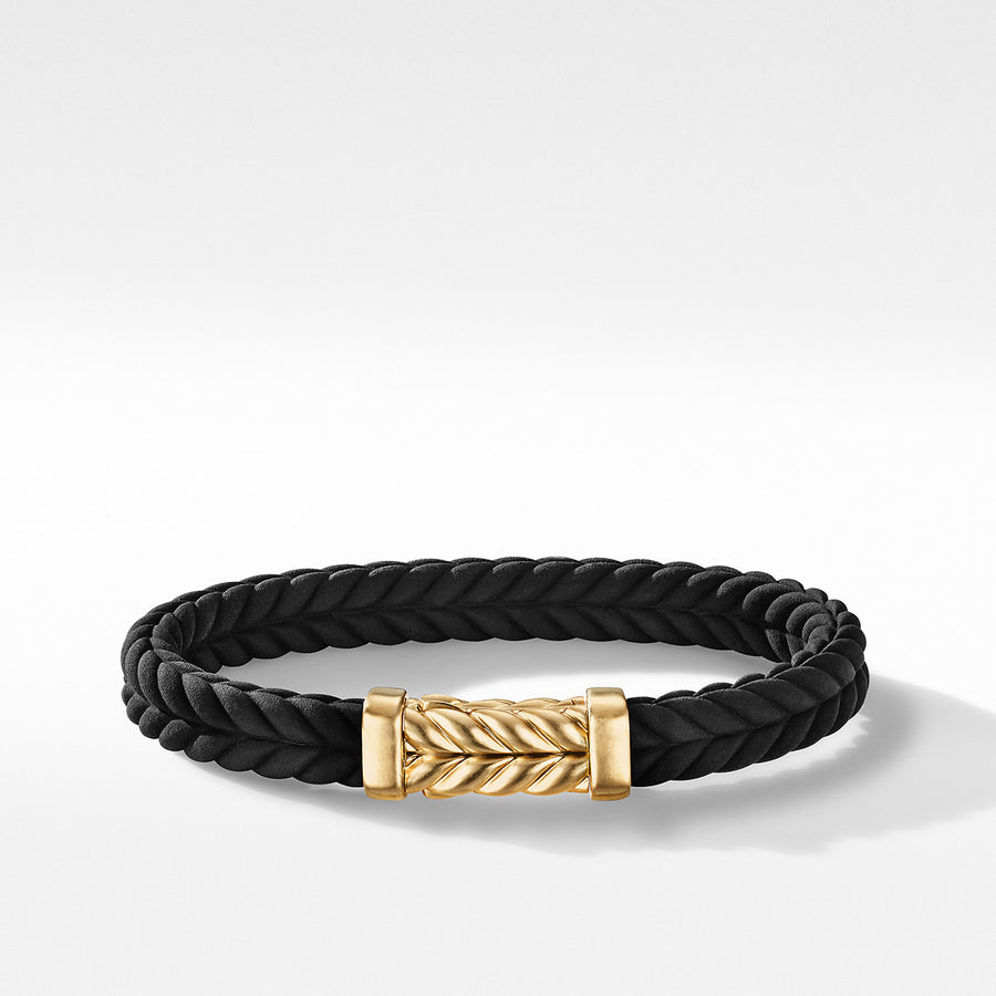 Chevron Black Rubber Bracelet with 18K Yellow Gold