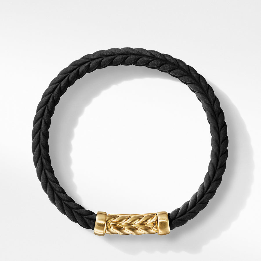 Chevron Black Rubber Bracelet with 18K Yellow Gold