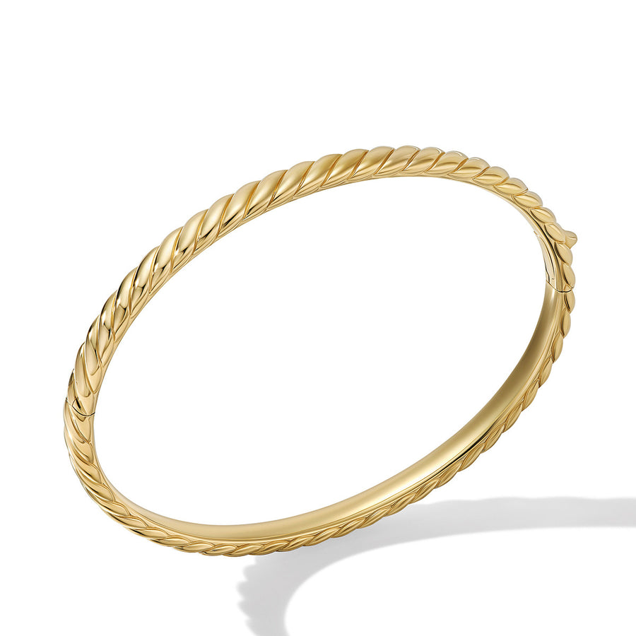 Sculpted Cable Bangle Bracelet in 18K Yellow Gold