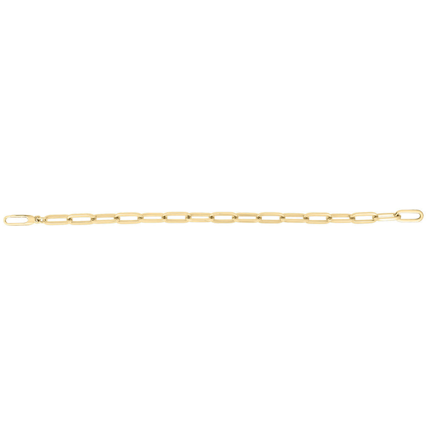 18K Yellow Gold Medium Gauge Squared Edge Paperclip Bracelet