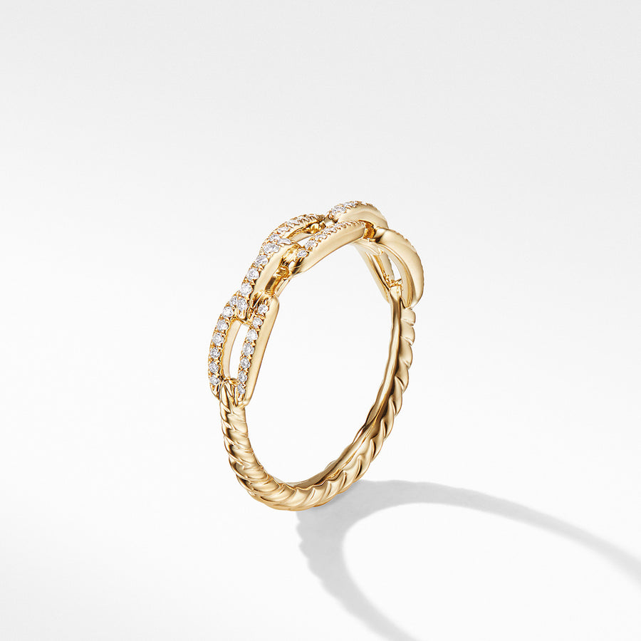 Stax Single Row Pave Chain Link Ring with Diamonds in 18K Gold