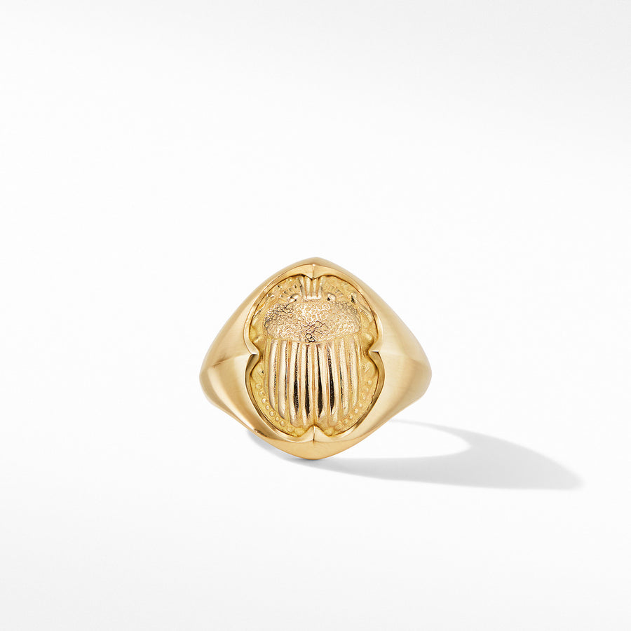 Petrvs Small Scarab Pinky Ring in 18K Yellow Gold