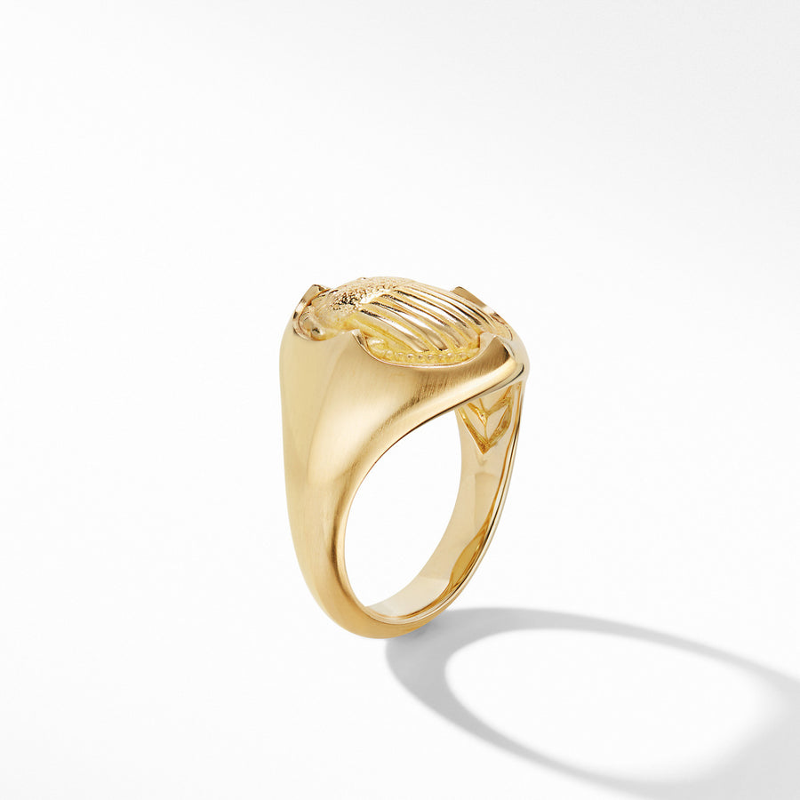 Petrvs Small Scarab Pinky Ring in 18K Yellow Gold