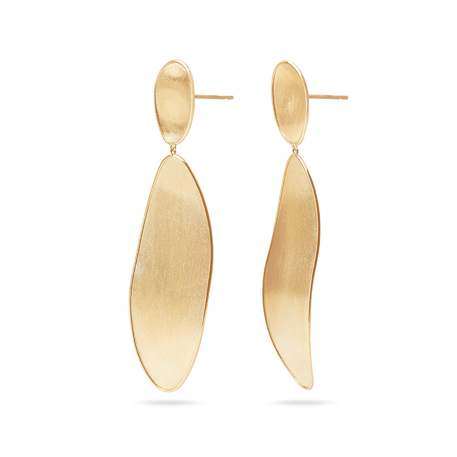 18K Yellow Gold Elongated Double Drop Earrings