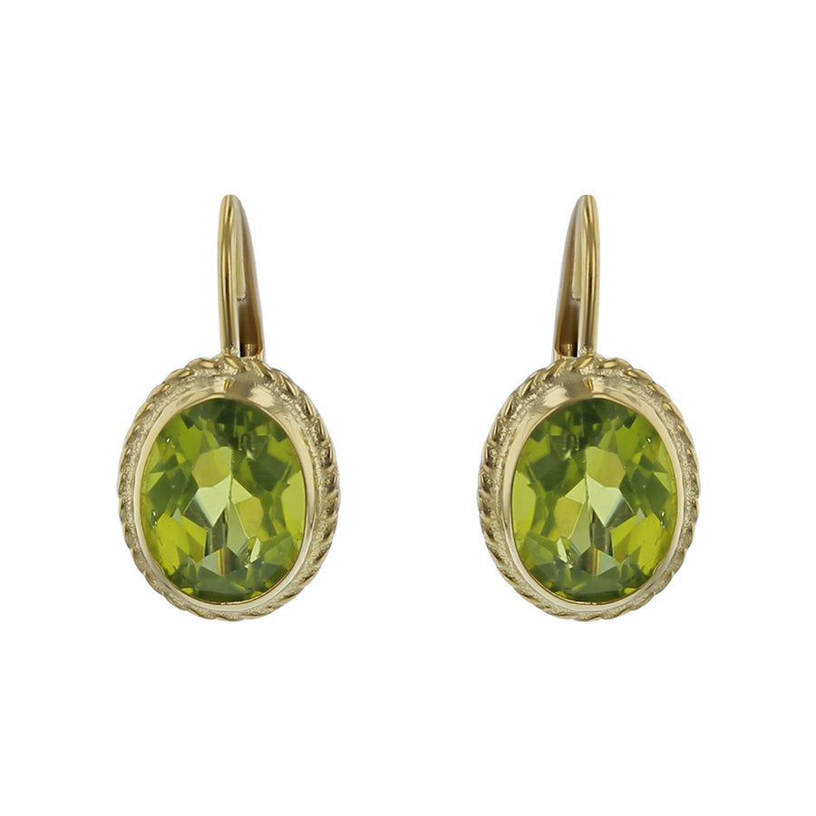14K Yellow Gold Peridot Drop Earrings