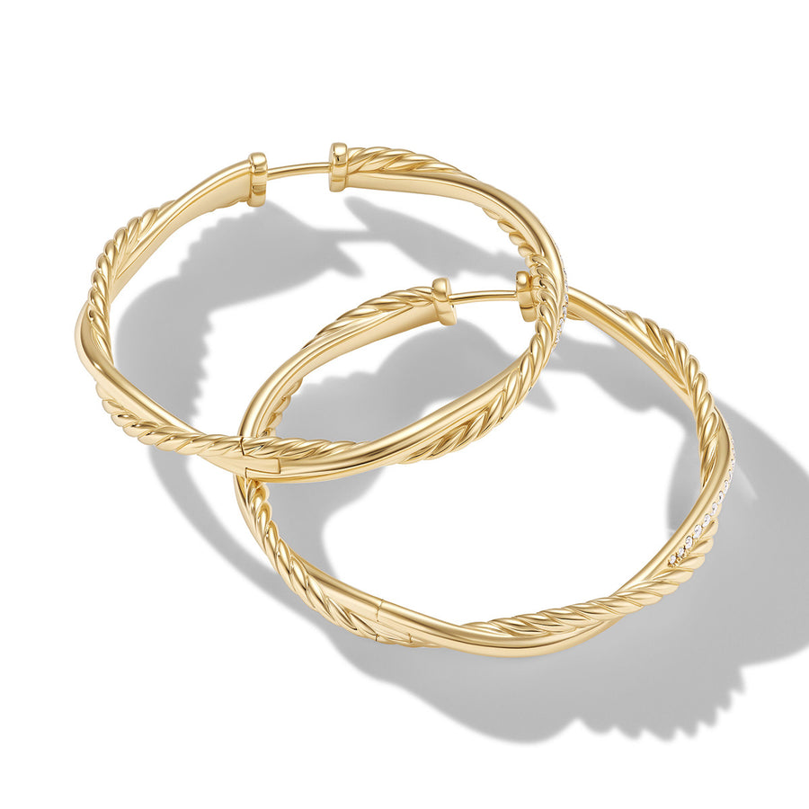 Petite Infinity Hoop Earrings in 18K Yellow Gold with Pave Diamonds