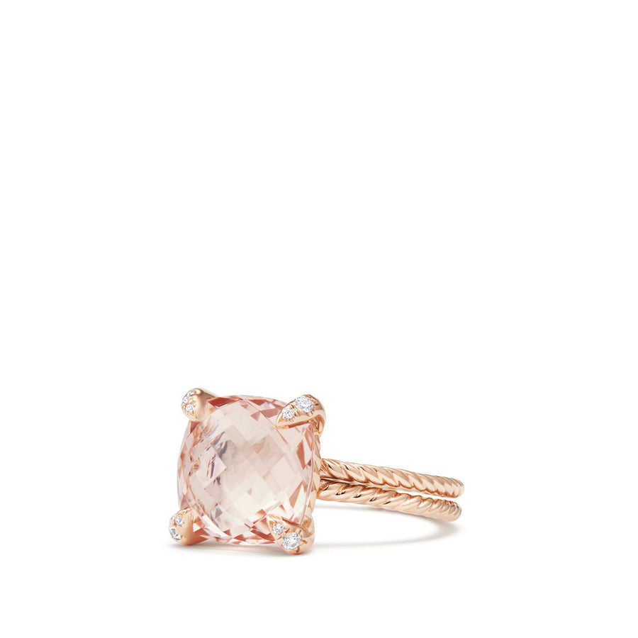 Chatelaine Ring with Morganite and Diamonds in 18K Rose Gold