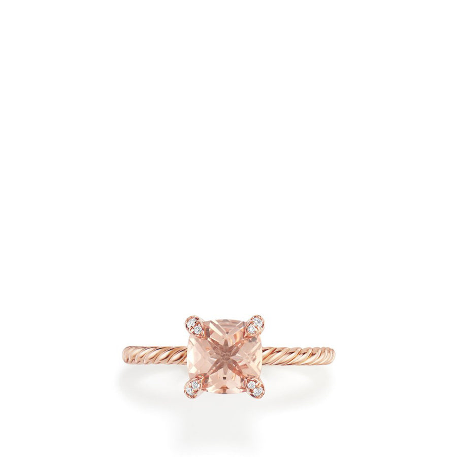 Chatelaine Ring with Morganite and Diamonds in 18K Rose Gold