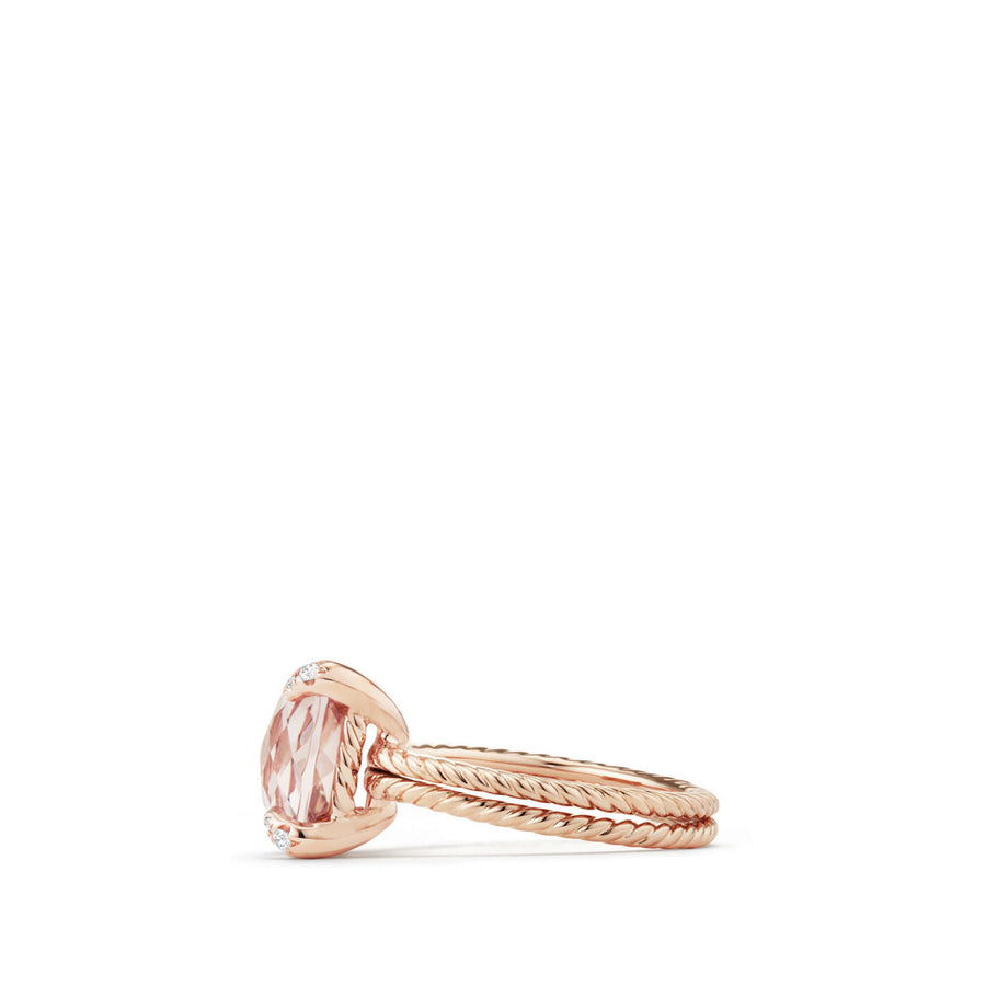 Chatelaine Ring with Morganite and Diamonds in 18K Rose Gold