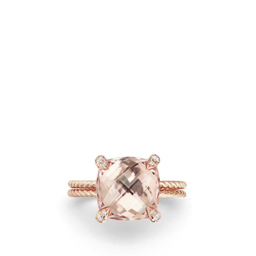 Chatelaine Ring with Morganite and Diamonds in 18K Rose Gold