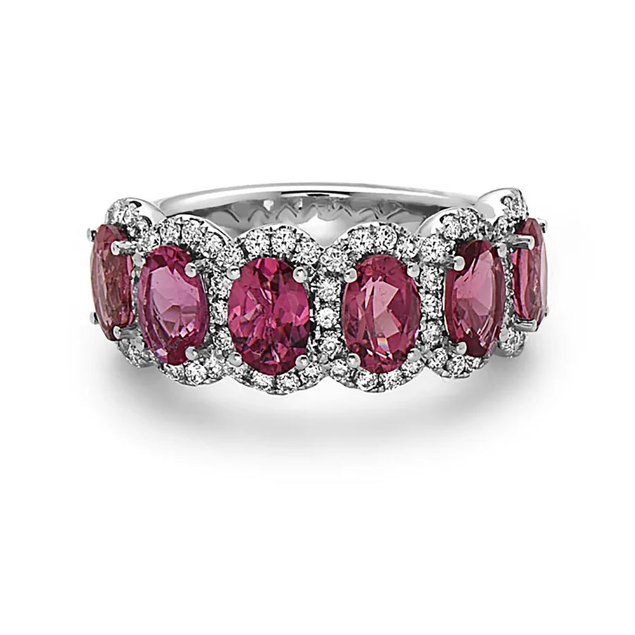 Pastel Diamond Oval Rubellite Ring
