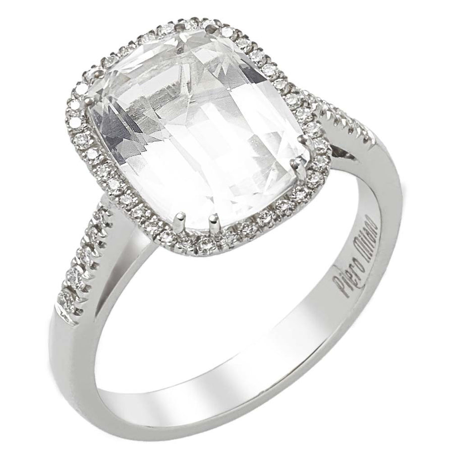 Topaz Diamond Halo Ring