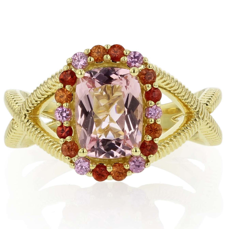 Morganite Pink and Orange Sapphire Ring