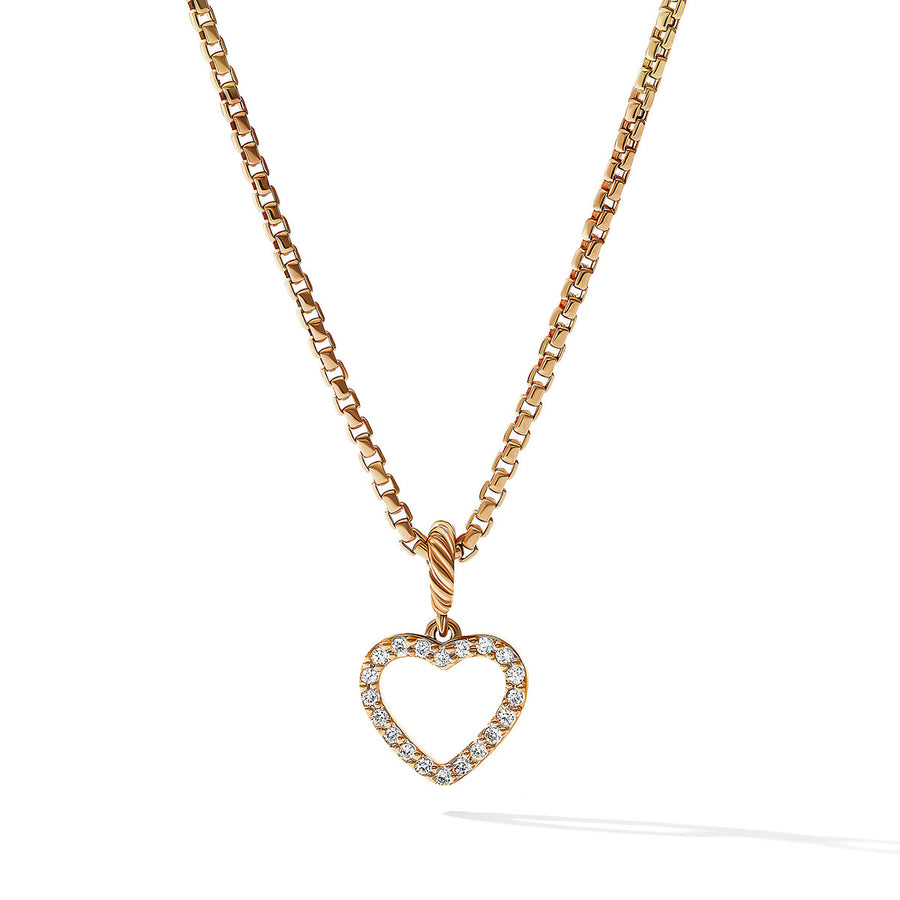 Heart Amulet in 18K Yellow Gold with Pave Diamonds