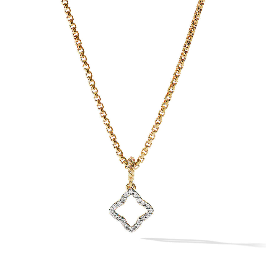 Quatrefoil Amulet in 18K Yellow Gold with Pave Diamonds