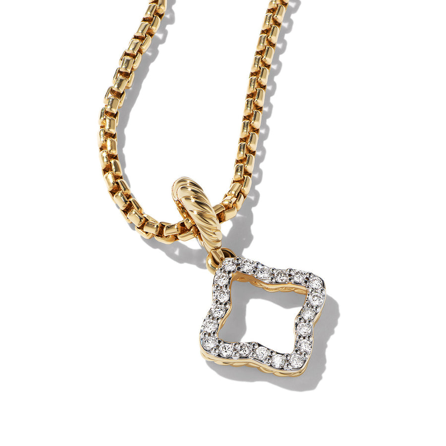Quatrefoil Amulet in 18K Yellow Gold with Pave Diamonds