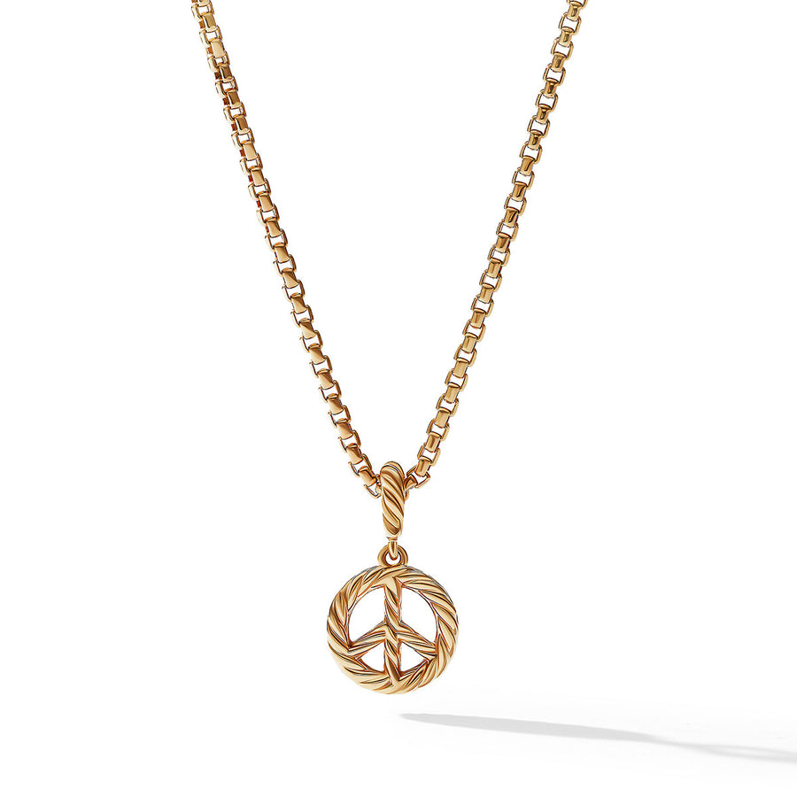 Peace Sign Amulet in 18K Yellow Gold with Pave Diamonds