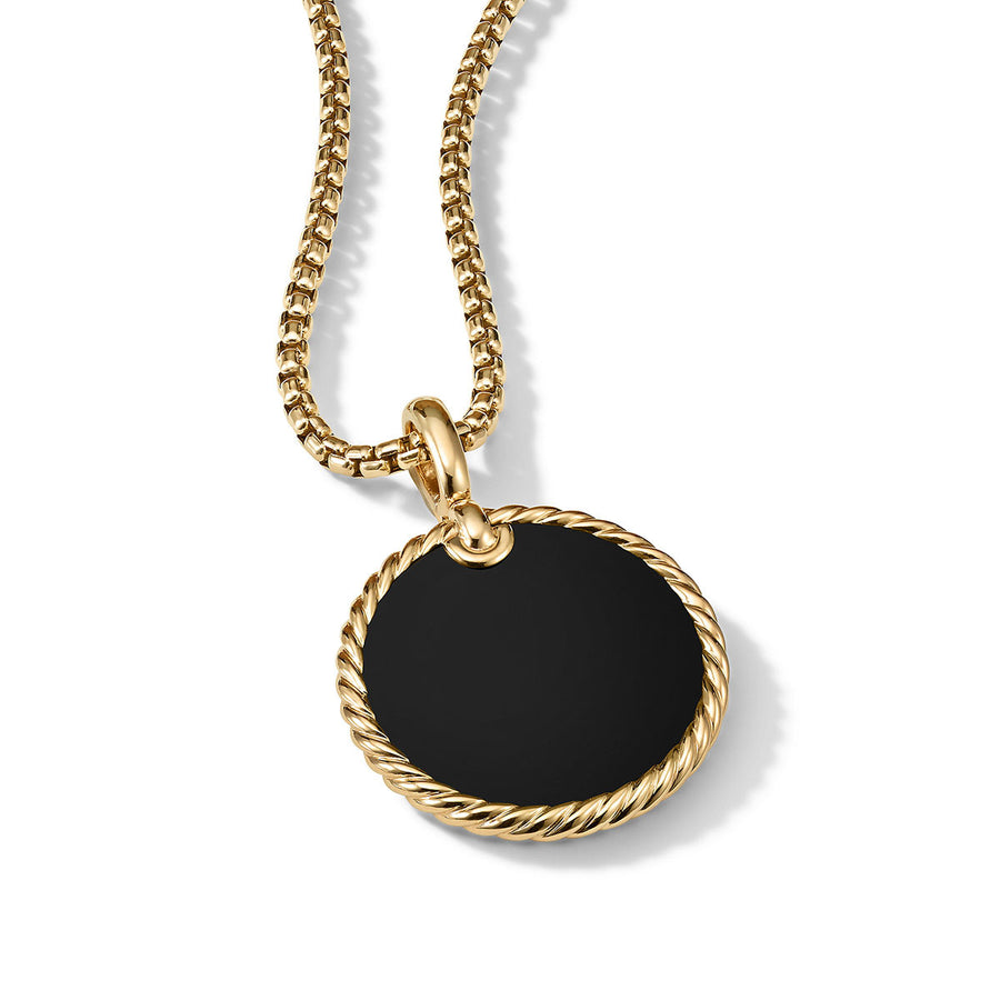 Disc Pendant in 18K Yellow Gold with Black Onyx Reversible to Mother of Pearl