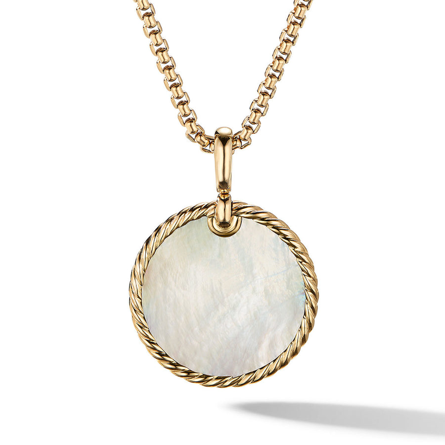 Disc Pendant in 18K Yellow Gold with Black Onyx Reversible to Mother of Pearl