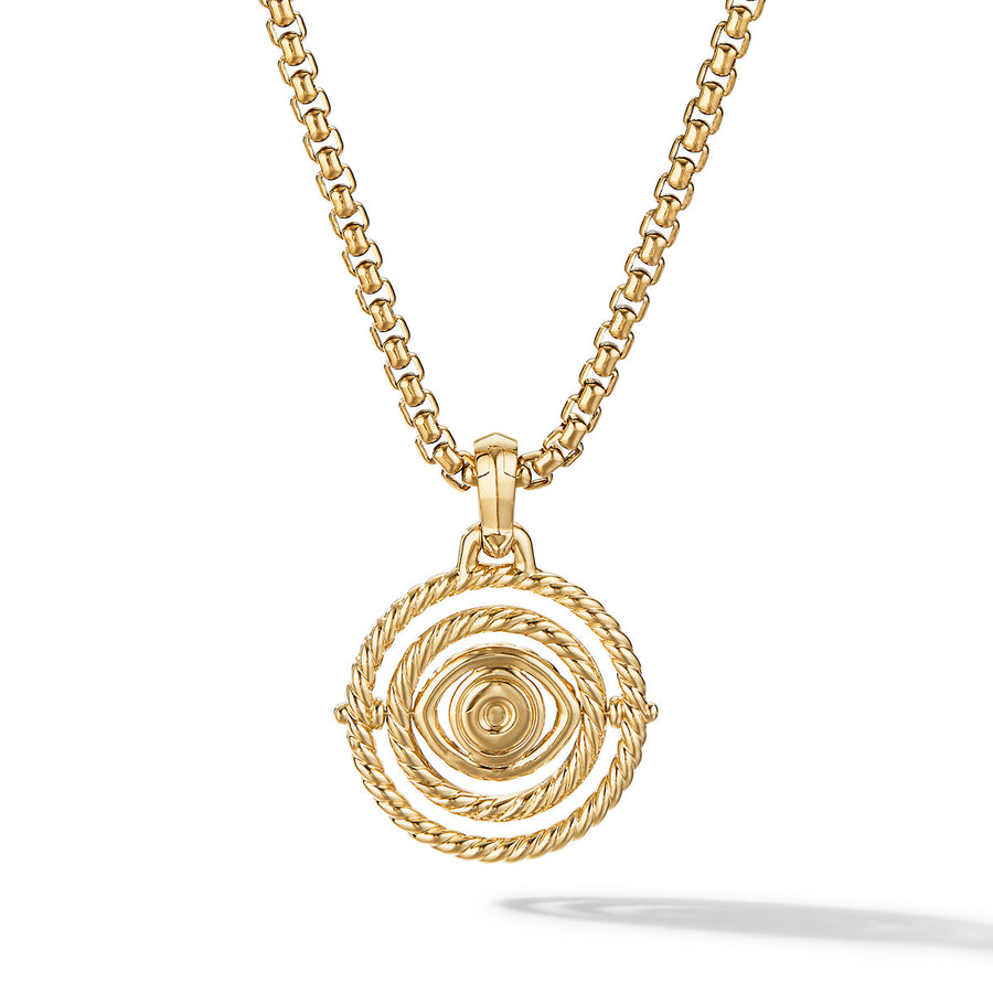 Evil Eye Mobile Amulet in 18K Yellow Gold with Pave Emeralds and Diamonds