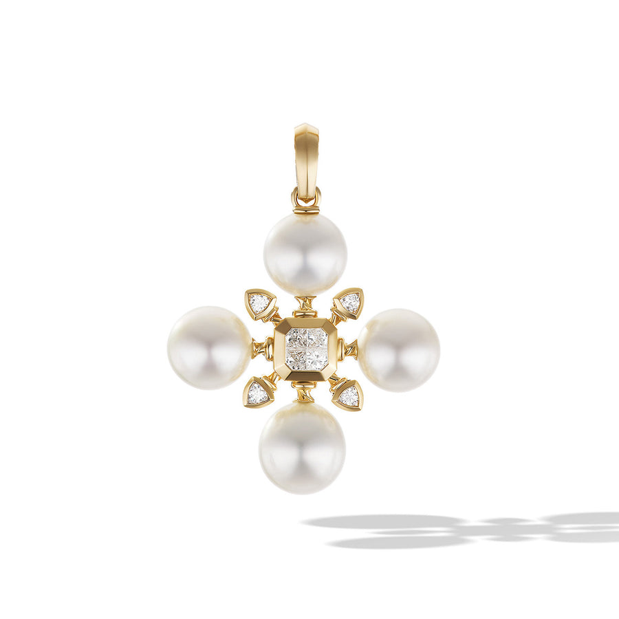 Renaissance Pearl Pendant with 18K Yellow Gold and Diamonds