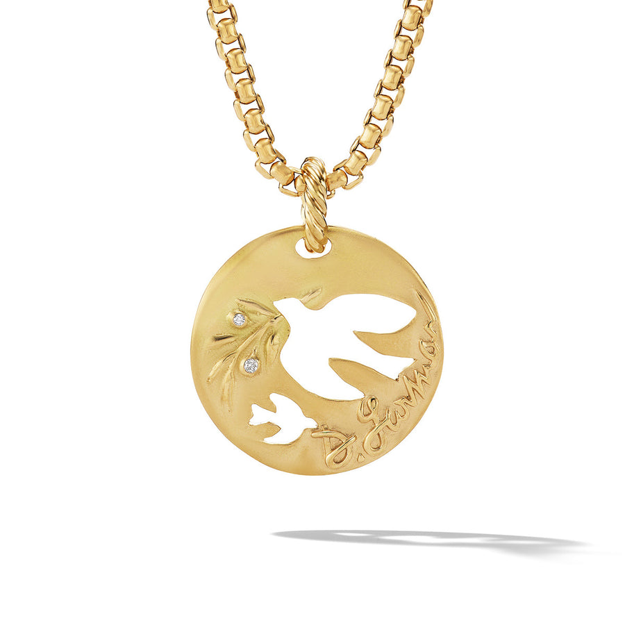 Dove Pendant in 18K Yellow Gold with Diamonds