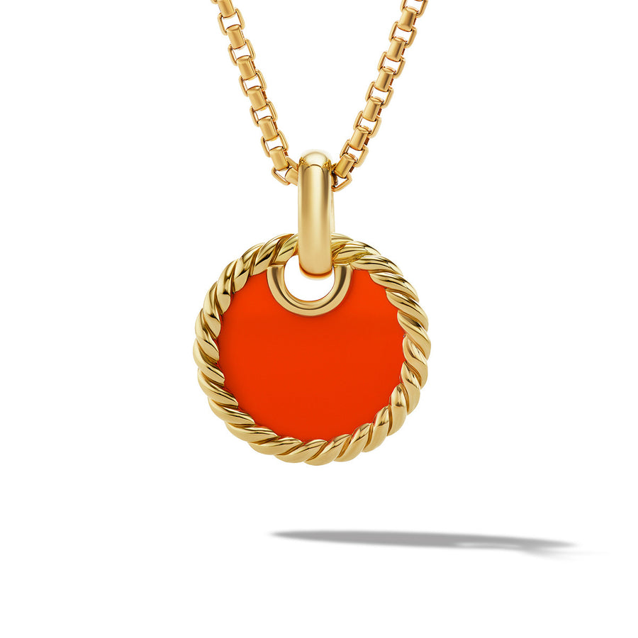 Disc Pendant in 18K Yellow Gold with Carnelian