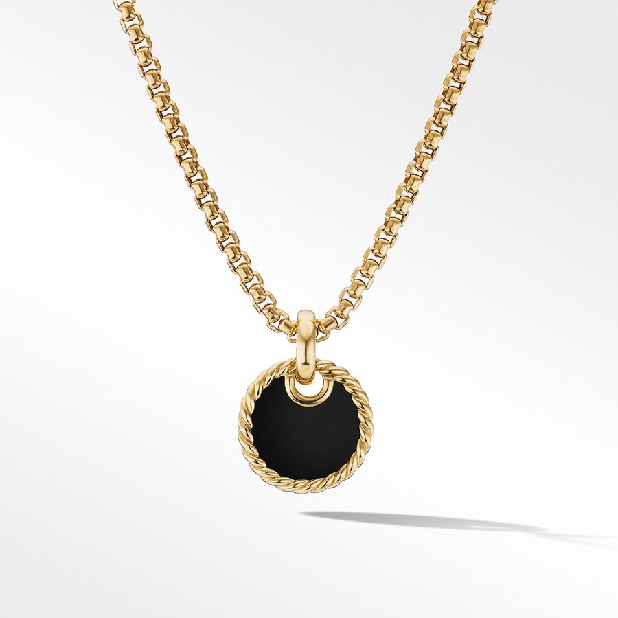 Disc Pendant in 18K Yellow Gold with Black Onyx Reversible to Mother of Pearl